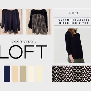 LOFT Filigree Mixed Media Top